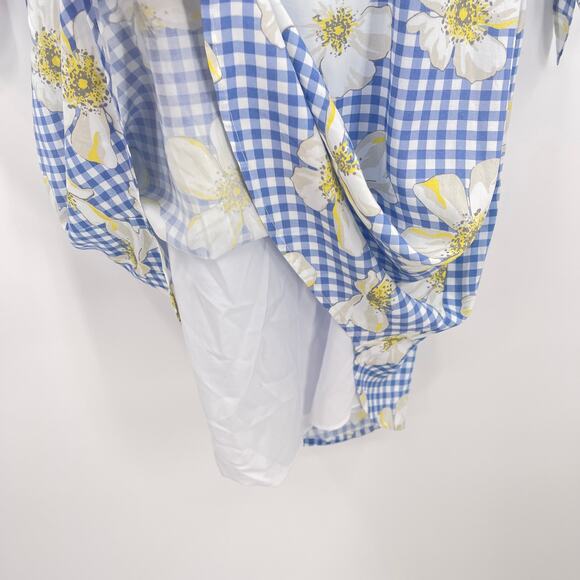 Draper James NEW Dress Women's 2 Exclusive Scad Blue Gingham Floral Shift Mini - Picture 7 of 12